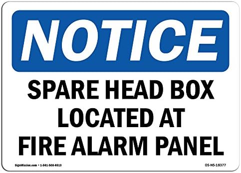 שלט הודעה על OSHA - תיבת ראש חילוף הממוקמת בלוח האזעקה אש | שלט פלסטיק קשיח | הגן על העסק, אתר העבודה שלך, מחסן וחנות